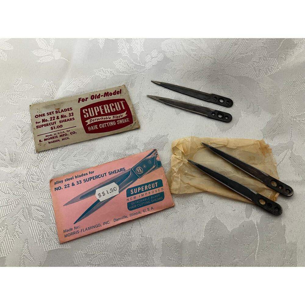 Vintage Supercut Detachable Clipper Blades No. 22 & No. 33 Made USA Barber Lot